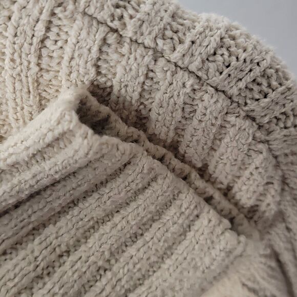 Express Tricot Heavy Ribbed Sweater Women's M Thick Knit Cream Tunic Pull Over - Picture 7 of 9